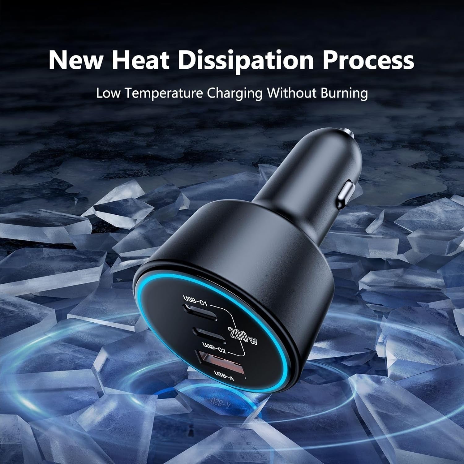 USB C Car Charger Fast Charging 200W, Dual PD 100W Type C Car Charger, PD3.0/QC4