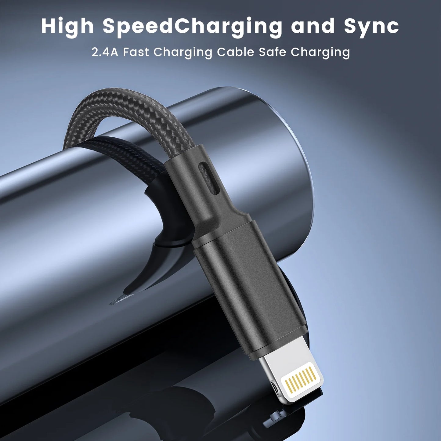 Lightning Cable, 3Pack [Apple Mfi Certified] Nylon Fast Charging (3/6/6Ft)，Compatible with Iphone 14/13/12/11 Pro Max/Pro 13/12 Mini MAX XS Xr X 6 Airpods Ipad, Black