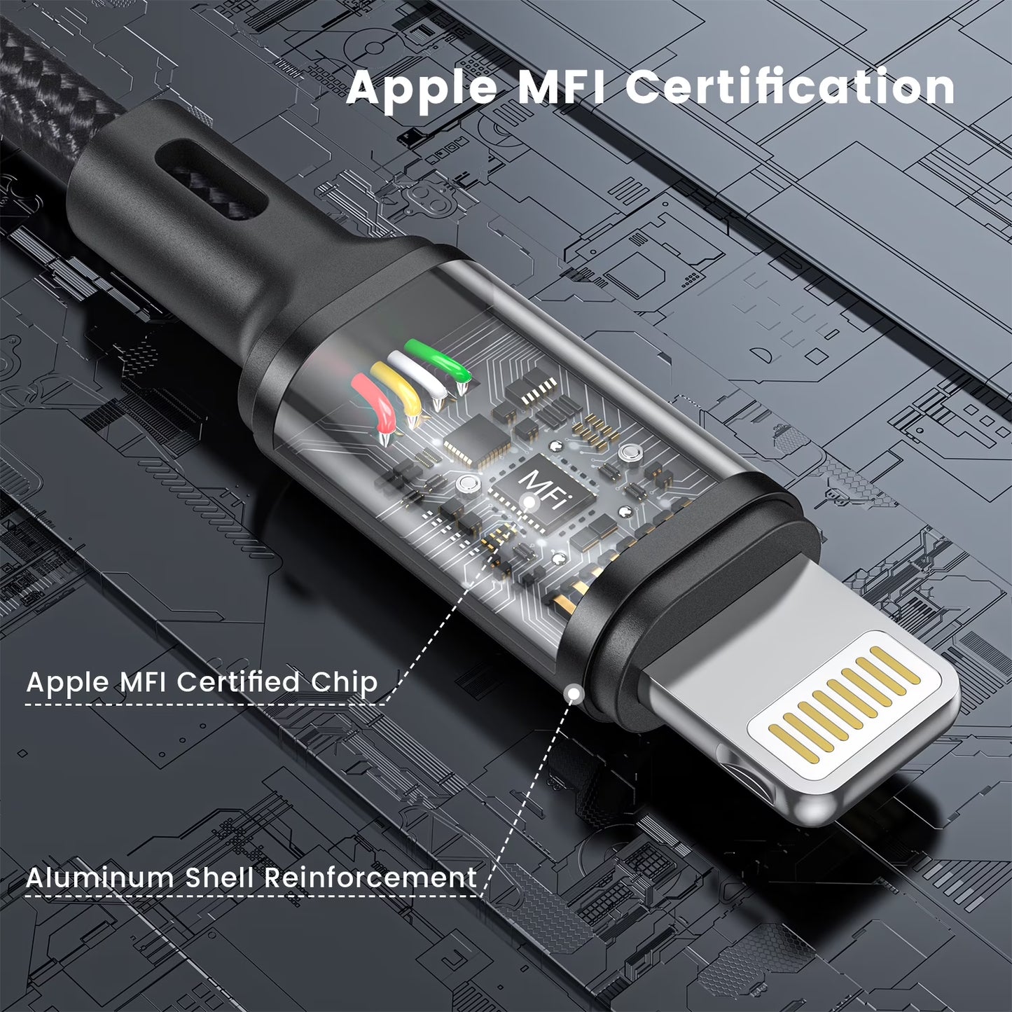 Lightning Cable, 3Pack [Apple Mfi Certified] Nylon Fast Charging (3/6/6Ft)，Compatible with Iphone 14/13/12/11 Pro Max/Pro 13/12 Mini MAX XS Xr X 6 Airpods Ipad, Black