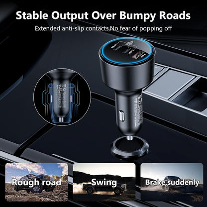 USB C Car Charger Fast Charging 200W, Dual PD 100W Type C Car Charger, PD3.0/QC4