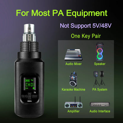 Wireless Microphone Converter XLR Transmitter and Receiver System for Dynamic and Condenser Microphone
