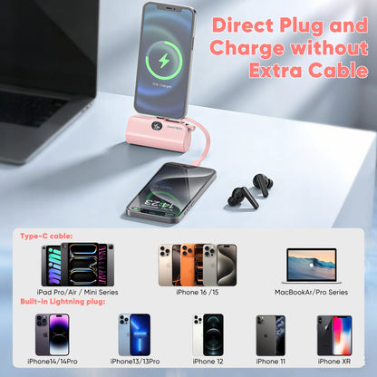 Portable Charger Power Bank for Iphone Android with LED Display 5000Mah Mini Fast Charger Battery Pack Compatible with Iphone 15/14/13/12