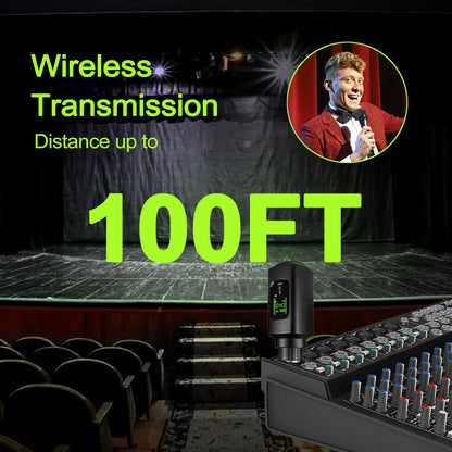 Wireless Microphone Converter XLR Transmitter and Receiver System for Dynamic and Condenser Microphone