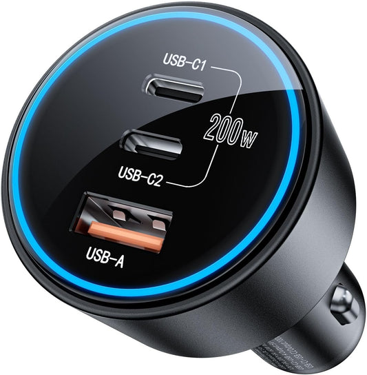 USB C Car Charger Fast Charging 200W, Dual PD 100W Type C Car Charger, PD3.0/QC4