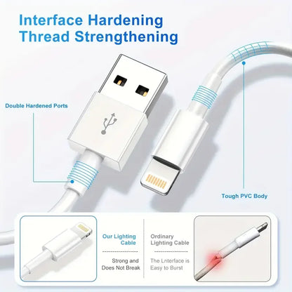 3Pcs 1Pc for Iphone Charger Cable Lightning Data Cable Original Mfi Certified USB a Charging Cable Suitable for Iphone 13 12 1