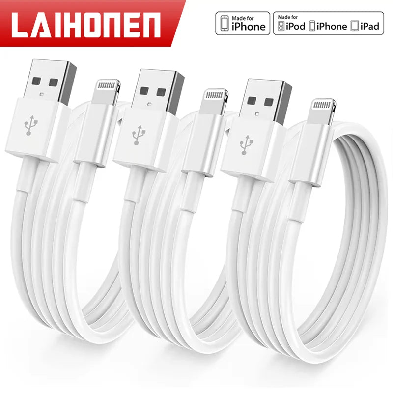 3Pcs 1Pc for Iphone Charger Cable Lightning Data Cable Original Mfi Certified USB a Charging Cable Suitable for Iphone 13 12 1