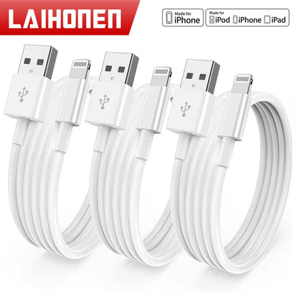 3Pcs 1Pc for Iphone Charger Cable Lightning Data Cable Original Mfi Certified USB a Charging Cable Suitable for Iphone 13 12 1