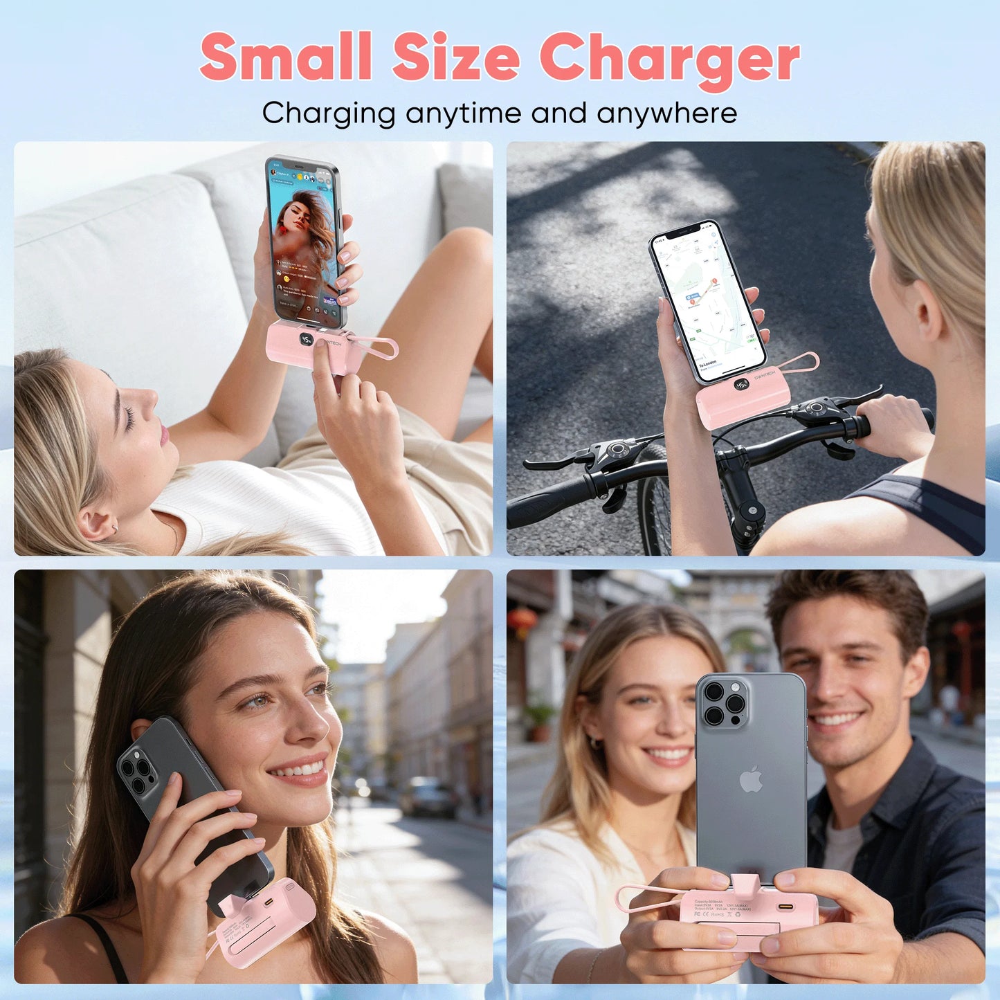 Portable Charger Power Bank for Iphone Android with LED Display 5000Mah Mini Fast Charger Battery Pack Compatible with Iphone 15/14/13/12